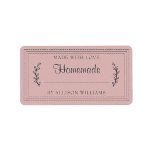 Rustige Homemade gebak Goods Jam Canning Pink Etiket