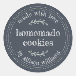 Rustige Homemade gebak producten koekjes donkerbla Ronde Sticker