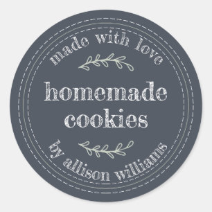 Rustige Homemade gebak producten koekjes donkerbla Ronde Sticker