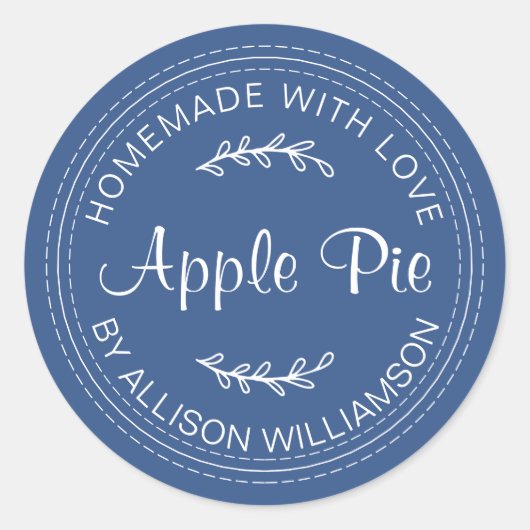 Rustige Homemade gebarsten goederen Apple Pie Clas Ronde Sticker (Voorkant)
