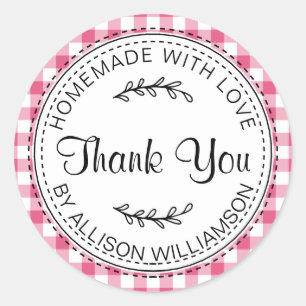 Rustige homemade Hartelijk dank voor het Hot Pink  Ronde Sticker