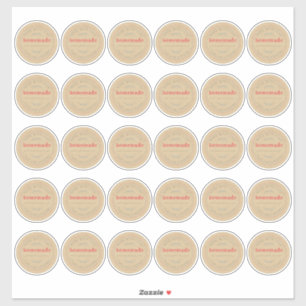 Rustige Homemade Jam Can Kraft Paper 2 inch Sticker