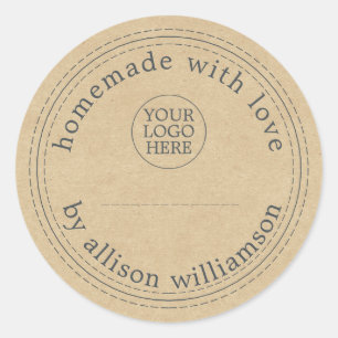Rustige homemade je Logo schrijven op kraftpapier Ronde Sticker