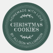 Rustige Homemade kerstkoekjes donkergroen Ronde Sticker (Voorkant)