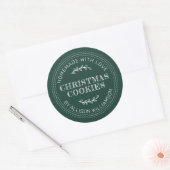 Rustige Homemade kerstkoekjes donkergroen Ronde Sticker (Envelop)