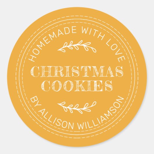 Rustige Homemade kerstkoekjes Mellow Yellow Ronde Sticker (Voorkant)