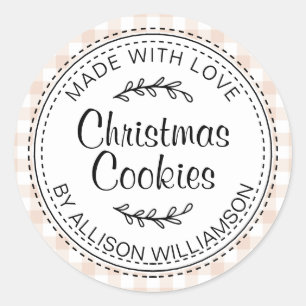 Rustige Homemade kerstkoekjes roze cheque Ronde Sticker