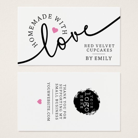 Rustige Homemade met het roze hart van het liefdes Visitekaartje (Voorkant /achterkant)