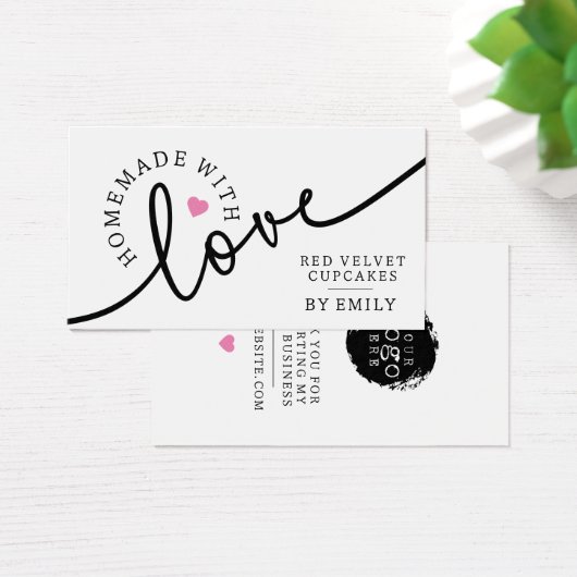 Rustige Homemade met het roze hart van het liefdes Visitekaartje (Bureau)