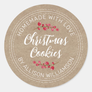 Rustige Homemade met kerst Cranberry Cookies Kraft Ronde Sticker