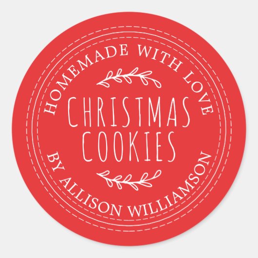 Rustige Homemade met kerstkoekjes Red Ronde Sticker (Voorkant)