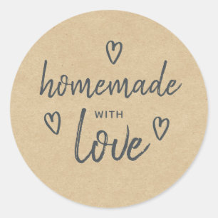 Rustige Homemade met label Love Kraft Paper