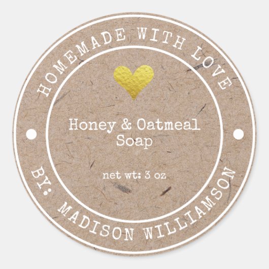 Rustige Homemade met liefde | Zeeplabel Ronde Sticker (Voorkant)