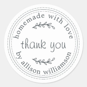 Rustige homemade met Love Black White Dank u Ronde Sticker