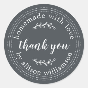 Rustige homemade met Love Kraft Paper Hartelijk da Ronde Sticker