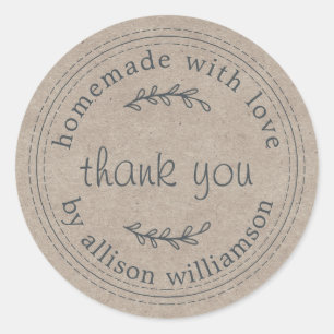 Rustige homemade met Love Kraft Paper Hartelijk da Ronde Sticker