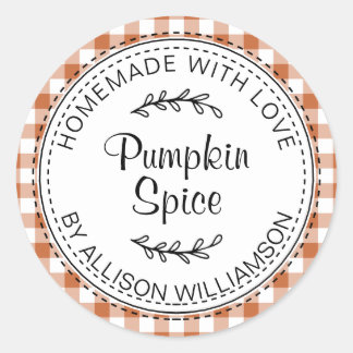 Rustige Homemade Pumpkin Spice Burnt Oranje Check Ronde Sticker