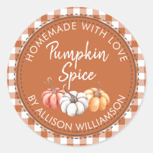 Rustige Homemade Pumpkin Spice Burnt Oranje Check Ronde Sticker