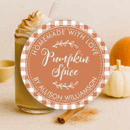 Rustige Homemade Pumpkin Spice Burnt Oranje Check Ronde Sticker