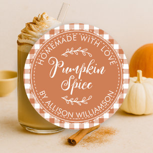 Rustige Homemade Pumpkin Spice Burnt Oranje Check Ronde Sticker