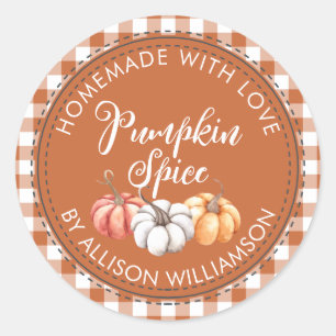 Rustige Homemade Pumpkin Spice Burnt Oranje Check Ronde Sticker
