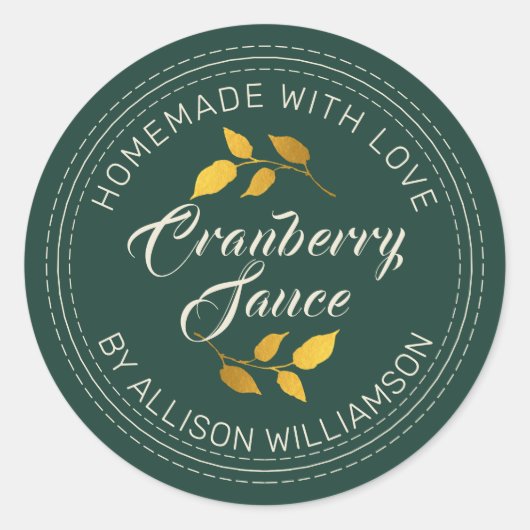 Rustige Homemade Thanksgiving Cranberry Sauce Gree Ronde Sticker (Voorkant)
