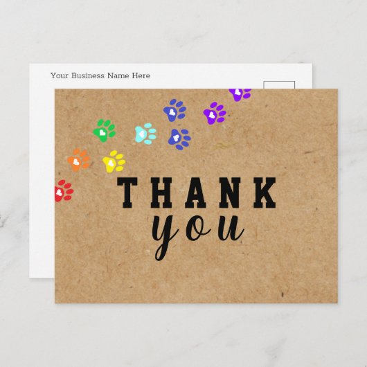 Rustige hond regenboog poot aangepaste bedankkaart briefkaart (Voorkant / Achterkant)