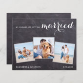 Rustige Hondenbruiloft 3 Foto Budget Save The Date (Voorkant / Achterkant)