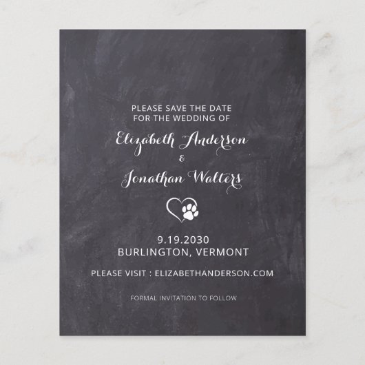 Rustige Hondenbruiloft 3 Foto Budget Save The Date (Achterkant)