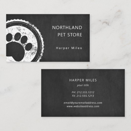 Rustige hondenpootprintkartonnen logo  visitekaartje (Voorkant / Achterkant)