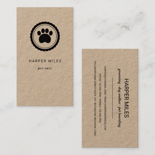 Rustige hondwalker paw print label (Voorkant / Achterkant)