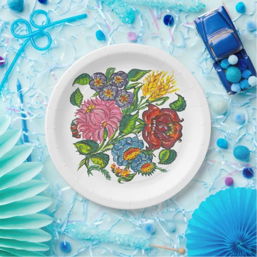 Rustige Hongaarse bloemen Papieren Bordje (Feest)