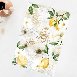 Rustige  honingbijen en gele citrusleeuwen tissuepapier