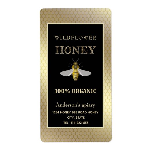 rustige honingbijenhoningpot etiket (Voorkant)