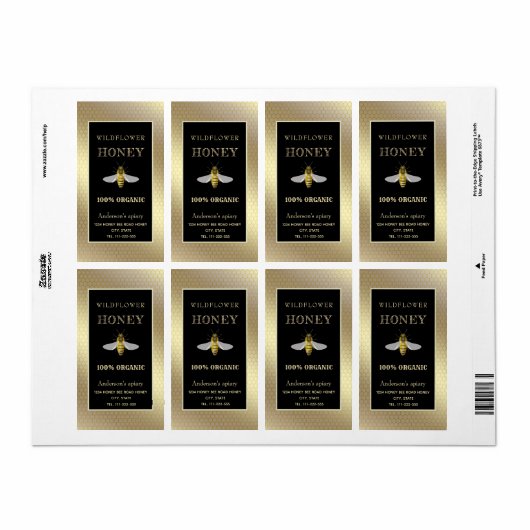  rustige honingbijenhoningpot etiket (Full Sheet)