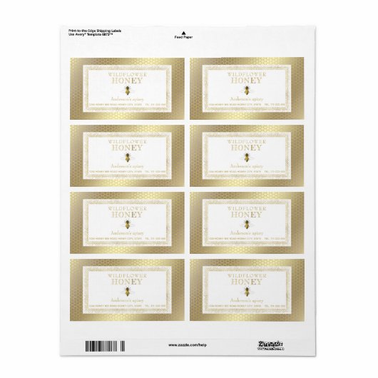 rustige honingpot etiket (Full Sheet)