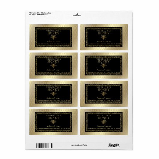 rustige honingpot etiket (Full Sheet)