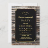 Rustige Housewarming Party of Wood Gold Border Kaart (Voorkant)