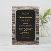 Rustige Housewarming Party of Wood Gold Border Kaart (Staand voorkant)
