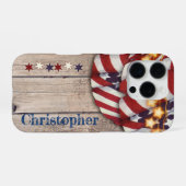 Rustige Houstars Patriottic Red White - naam iPhone Hoesje (Achterkant horizontaal)