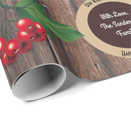 Rustige hout, bessen en kerstmis cadeaupapier (Rol Hoek)