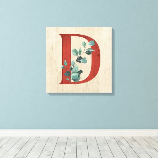 Rustige hout en eucalyptus Letter D Canvas Afdruk (Insitu (Houten vloer))