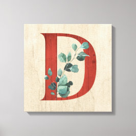 Rustige hout en eucalyptus Letter D Canvas Afdruk