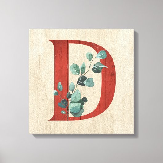 Rustige hout en eucalyptus Letter D Canvas Afdruk (Voorkant)