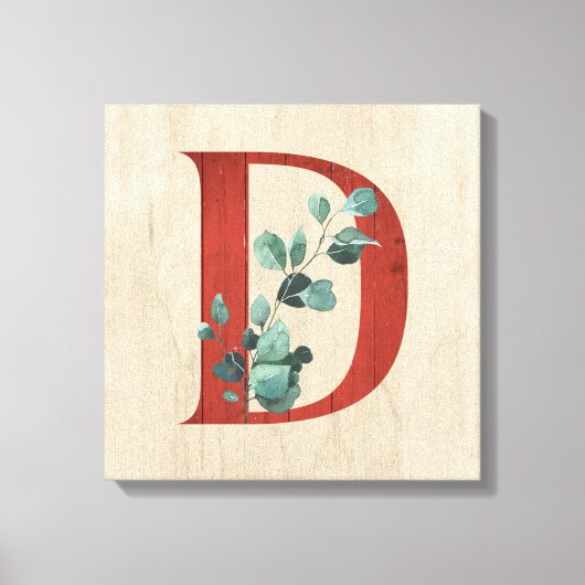 Rustige hout en eucalyptus Letter D Canvas Afdruk (Voorkant)