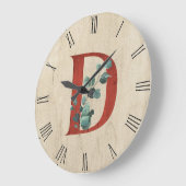 Rustige hout en eucalyptus Letter D Grote Klok (Hoek)