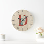 Rustige hout en eucalyptus Letter D Grote Klok (Huis)