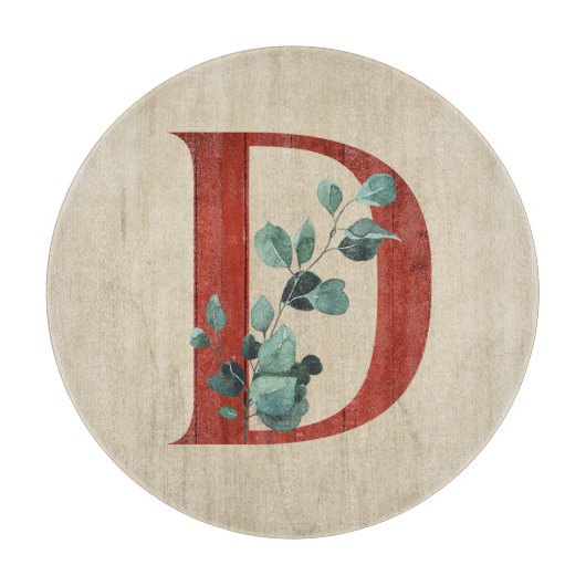 Rustige hout en eucalyptus Letter D Snijplank (Voorkant)