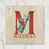 Rustige hout en eucalyptus Letter M op maat Bedankjes Labels (Voorkant)