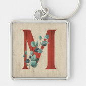 Rustige hout en eucalyptus Letter M Sleutelhanger (Voorkant)